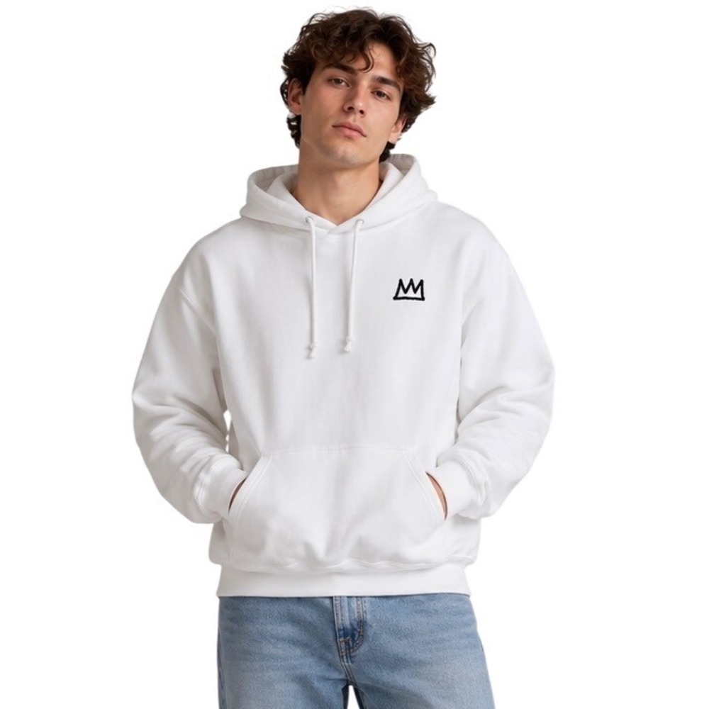 Jean-Michel Basquiat Men's White Graphic Art Pullover Hoodie Crown Size Small S